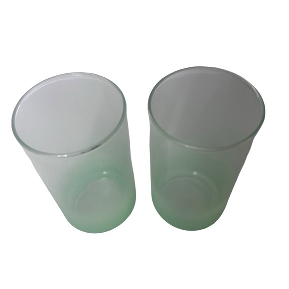 MCM Frosted Blendo Ombre Frosted Cups Libbey Glass Tumbler 2pc Drink Set Green - Picture 3 of 8